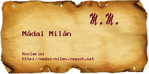 Mádai Milán névjegykártya